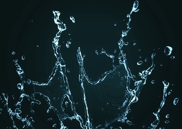 抽象的蓝色飞溅和黑色背景图片下载