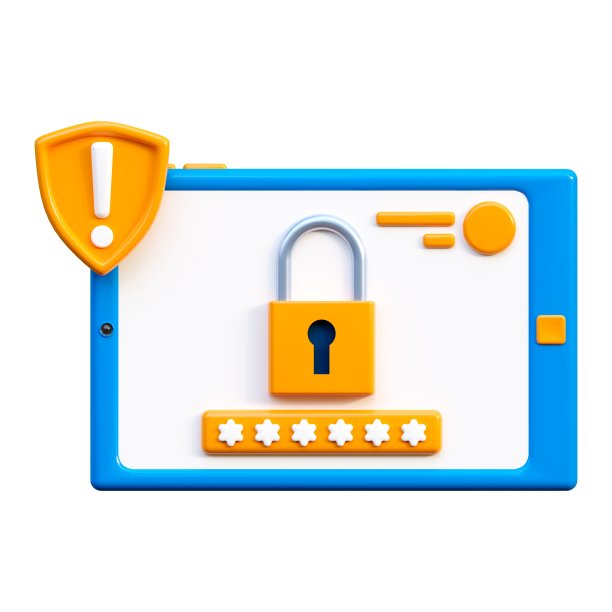 3 d图标。平板电脑图标与锁在显示器上。图片下载
