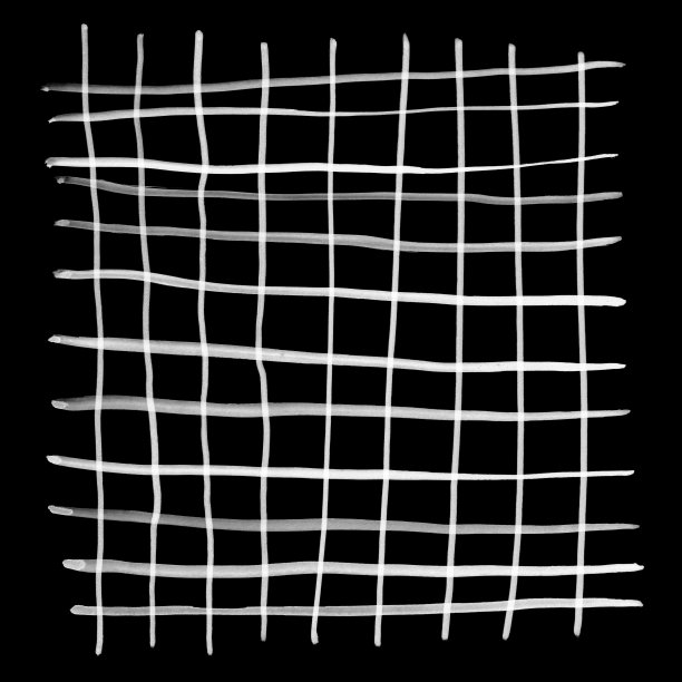 彩绘水彩装饰网格由白色条。手绘元素孤立的黑色。图片下载