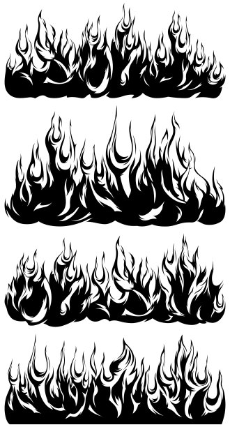 火焰隔离模板。部落的设计。汽车贴纸。图标火插图。多种形状的纹身。图片下载