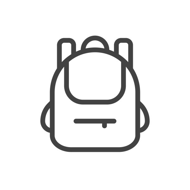 概述风格的ui图标教育和学校类收集。向量黑色线性插图。儿童背包符号孤立在白色背景。适合运动、远足、旅行的设计元素图片下载