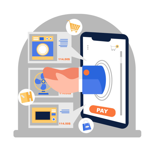电话支付，数字钱包。购买家用电器的电子付款方式图片下载