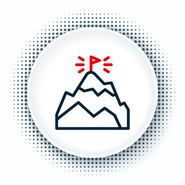 线山与旗帜在顶部图标隔离上图片下载