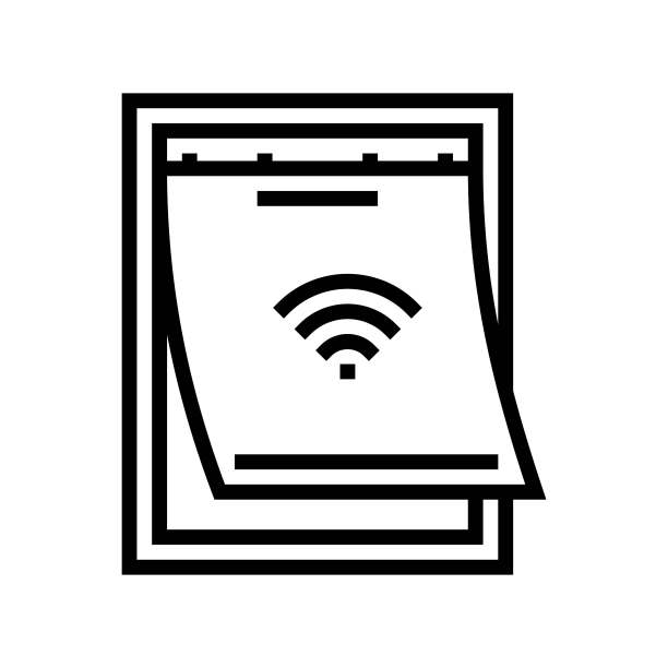 智能宠物门家线图标矢量插图图片下载