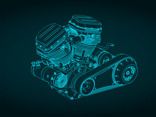 强大的摩托车发动机蓝图图片下载