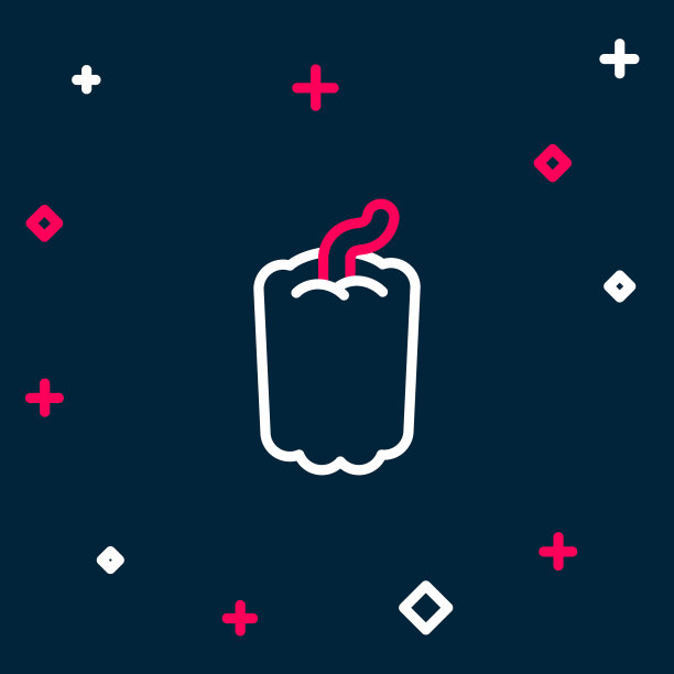 线甜椒或甜椒图标隔离在蓝色背景。色彩缤纷的轮廓概念。向量图片下载