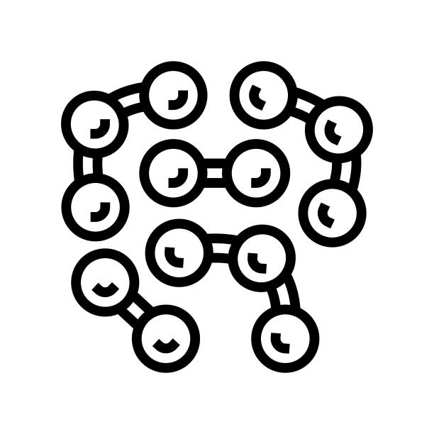肽键生物化学线图标矢量插图图片下载