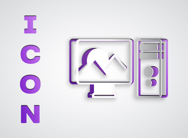 剪纸照片修饰图标孤立的灰色图片下载