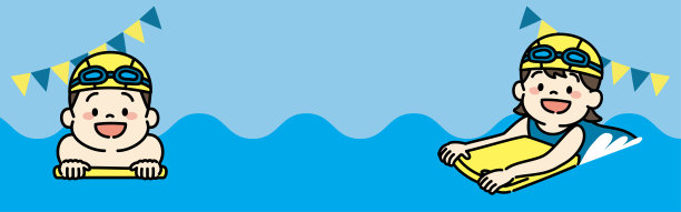 游泳学校移动网页横幅插画图片下载