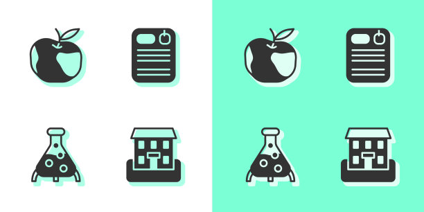 设置学校教学楼苹果试管和烧瓶图片下载