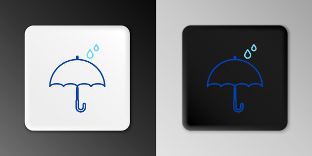 线伞和雨滴图标孤立在灰色图片下载