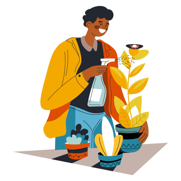男人照顾植物园艺男人用水图片下载