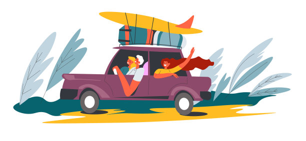 人们在露营车和冲浪板上度假图片下载