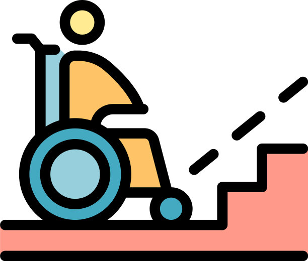 轮椅附近楼梯图标平图片下载