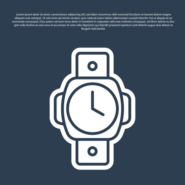 蓝线潜水表图标隔离在蓝色上图片下载