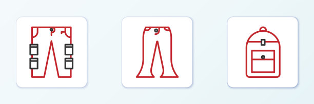 集行背包工装裤和裤子图标图片下载