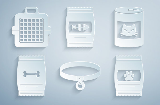 为宠物的猫袋设置猫圈罐头食品图片下载