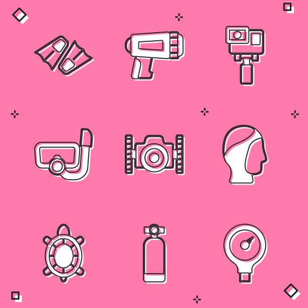 为游泳手电筒潜水员设置脚蹼图片下载