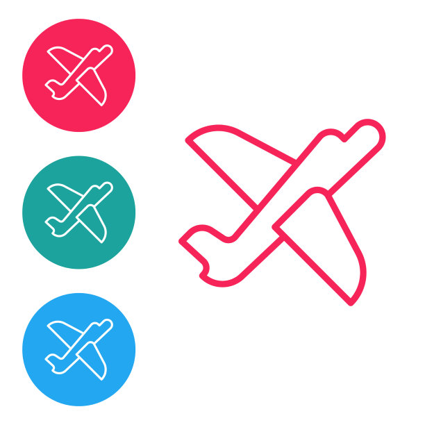 红线玩具飞机图标孤立在白色图片下载