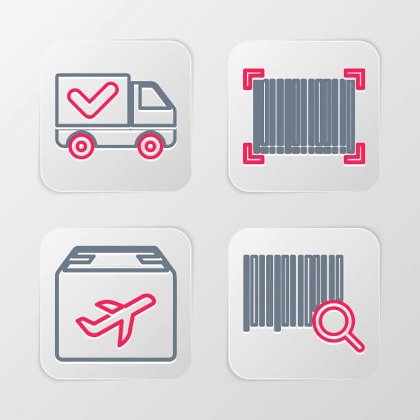 设置线搜索条码平面和纸板箱图片下载