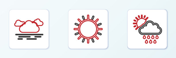 设置线云与雨和太阳和太阳图标图片下载