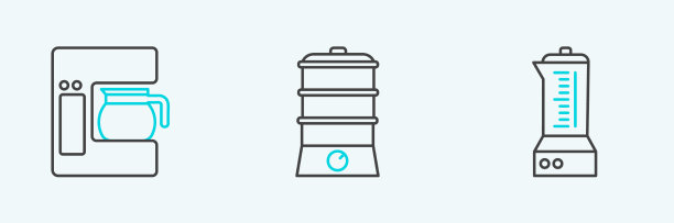 设置线搅拌机咖啡机与玻璃壶图片下载