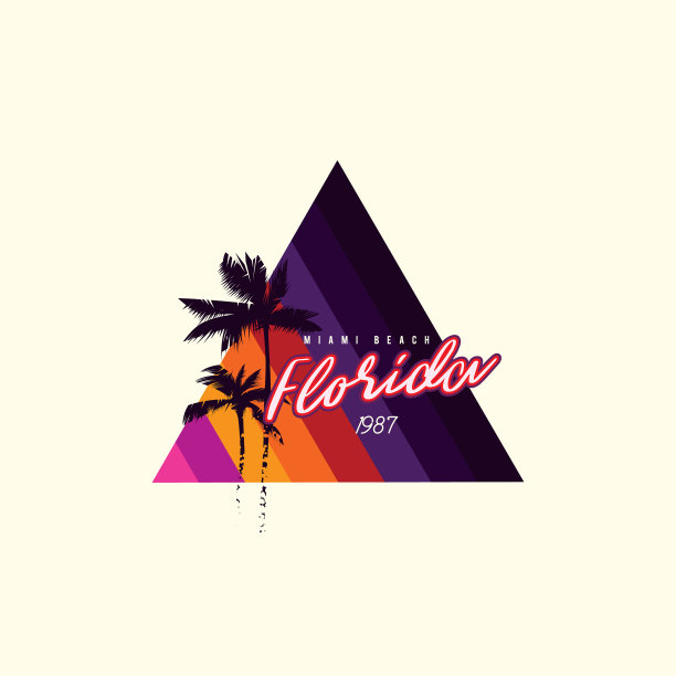 80年代风格的复古三角形日落图片下载