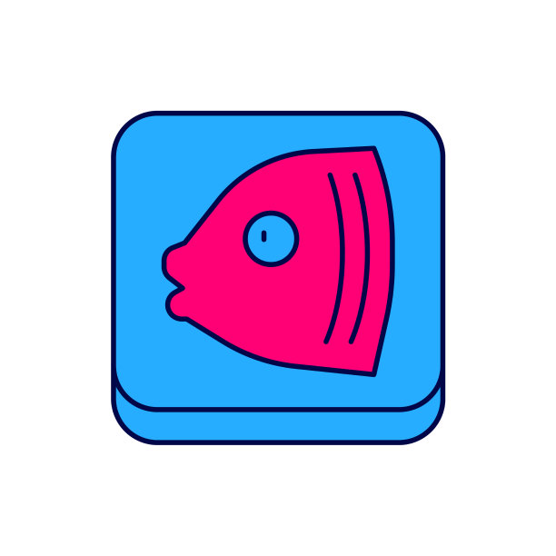 填充轮廓鱼头图标孤立的白色图片下载