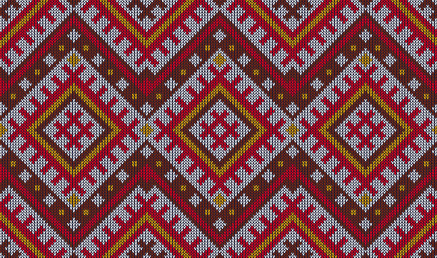 阿兹特克针织品图案玛雅民族艺术装饰图片下载