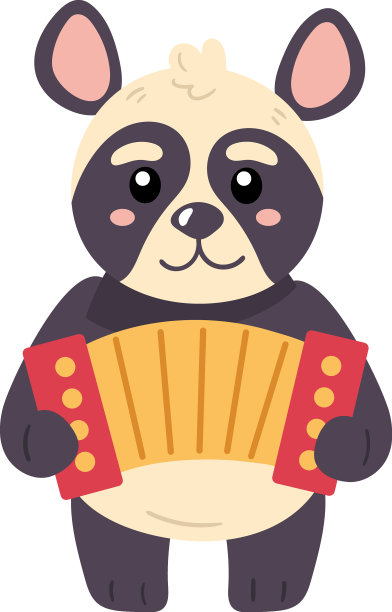 可爱的熊猫音乐家演奏手风琴图片下载