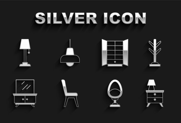 摆放椅子、衣帽间、床头柜和台灯图片下载