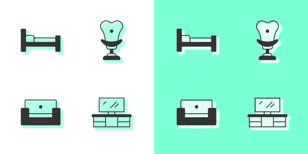 设置电视，桌子，床，扶手椅和图标图片下载