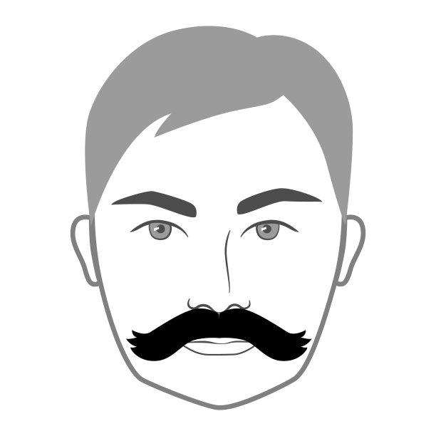 狂野西部胡子胡子风格的男子脸插图面部毛发。矢量灰色黑色肖像男性时尚模板平面理发师集合集。时尚的发型孤立的轮廓在白色的背景。图片下载