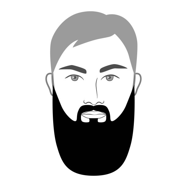 长胡子式男子在脸上插图面部毛发胡子。矢量灰黑色肖像男性时尚模板平集。时尚的发型孤立的轮廓在白色的背景。图片下载
