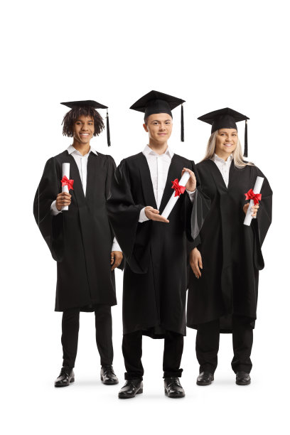 一群毕业的学生，穿着毕业礼服，拿着毕业证书图片下载