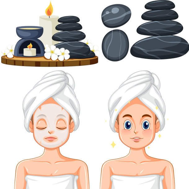 水疗和桑拿自我护理元素集合图片下载