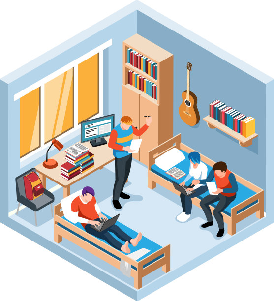 学生宿舍房间等距对象图片下载