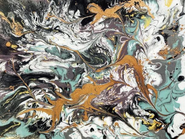 抽象画是用液体丙烯绘画的技术。丙烯酸流体浇注。流体艺术。图片下载