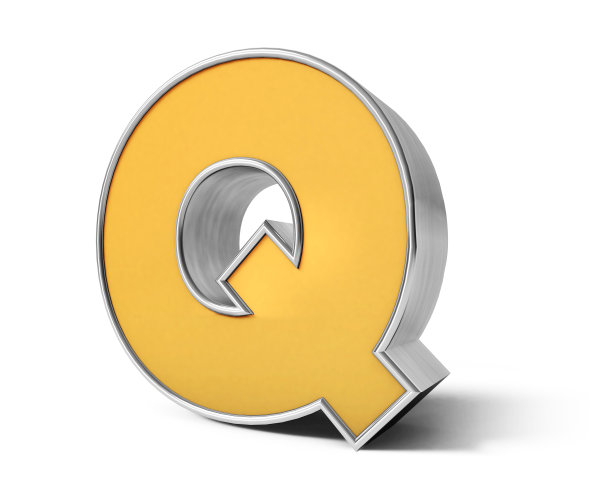 黄金Q 3d。3D渲染的金色字体孤立的白色背景。3 d渲染。A到Z文本。图片下载