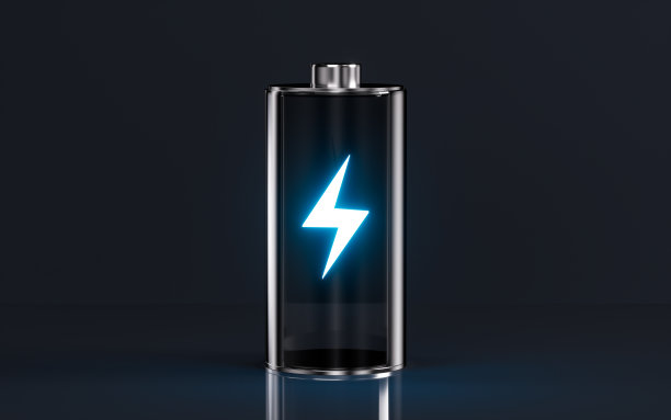 带有充电标记的电池，3d渲染。图片下载