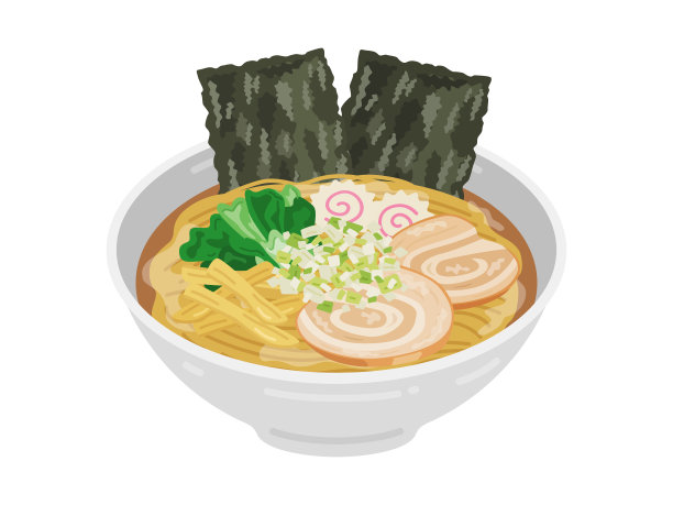 一个简单的酱油拉面的插图。图片下载