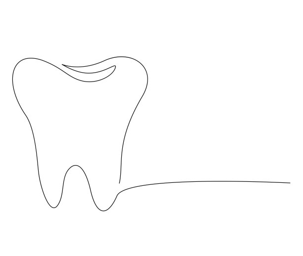 连续线条艺术绘制的牙齿。牙医正畸-牙齿单线艺术画矢量插图。可编辑的中风。图片下载