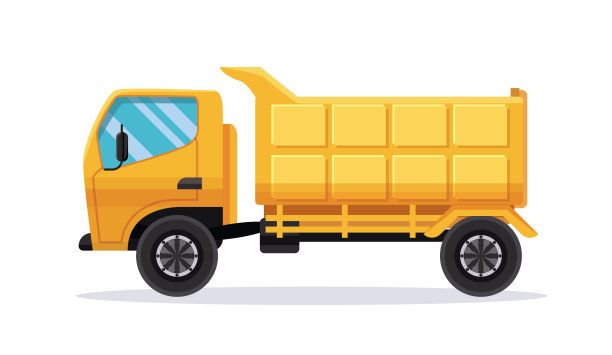 黄色施工卡车矢量插图图片下载