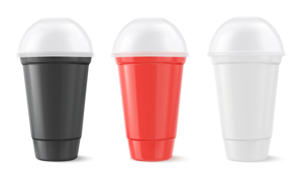 收集塑料杯孤立在白色背景。矢量图图片下载