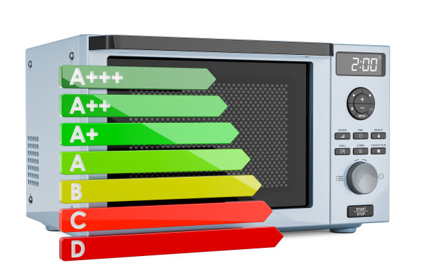 微波炉与能源效率图表，3D渲染图片下载