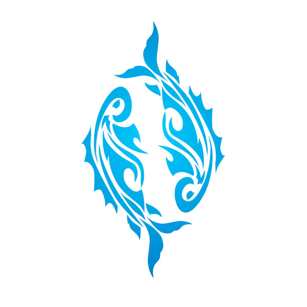 插图矢量图形的部落设计两条鱼图片下载