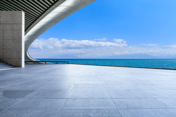 有湖背景的空地板图片下载