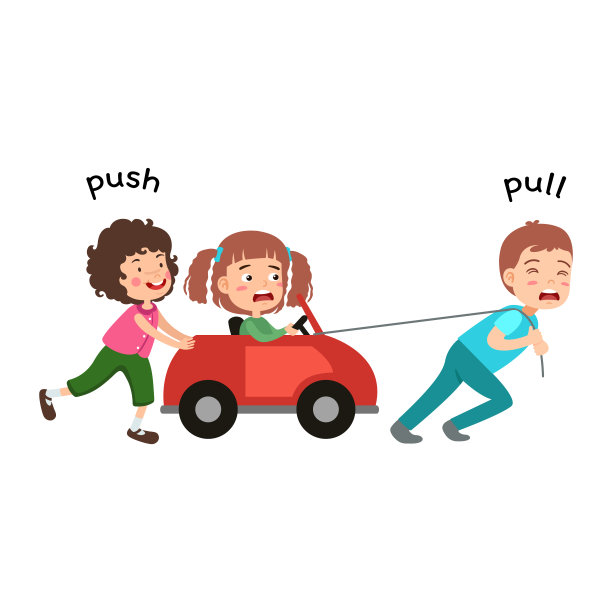 相反的推和拉矢量插图图片下载