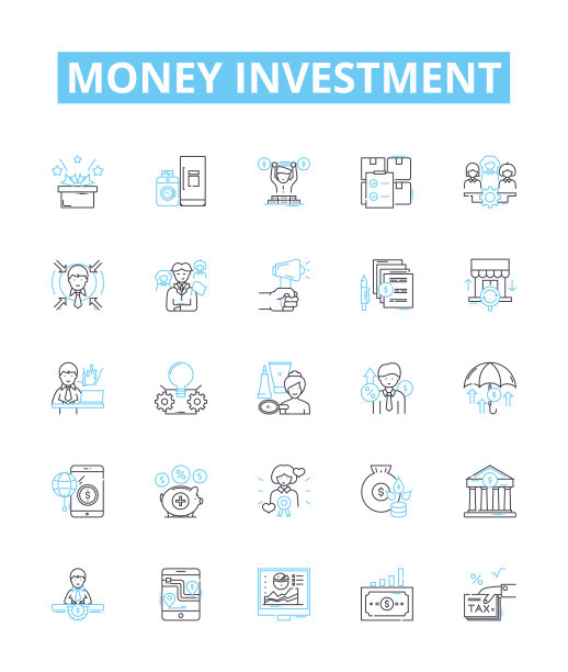 货币投资矢量线图标集。资金，银行，证券，股票，债券，金融，现金插图概述概念符号和标志图片下载