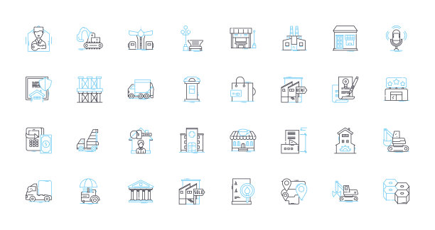 建筑设计线性图标集。建筑，蓝图，立面，立面，结构，概念，美学线向量和概念标志。形式，功能，对称轮廓插图图片下载